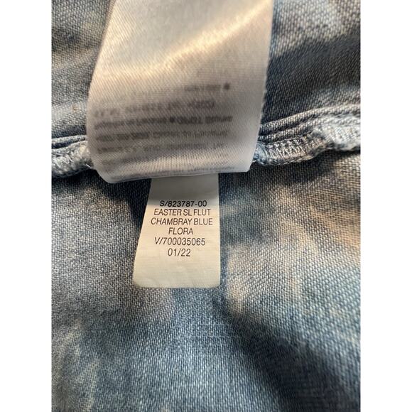 Old Navy Chambray Floral Tiered Midi Dress 4XL Smocked Beach Cruise Vacation - Picture 10 of 10